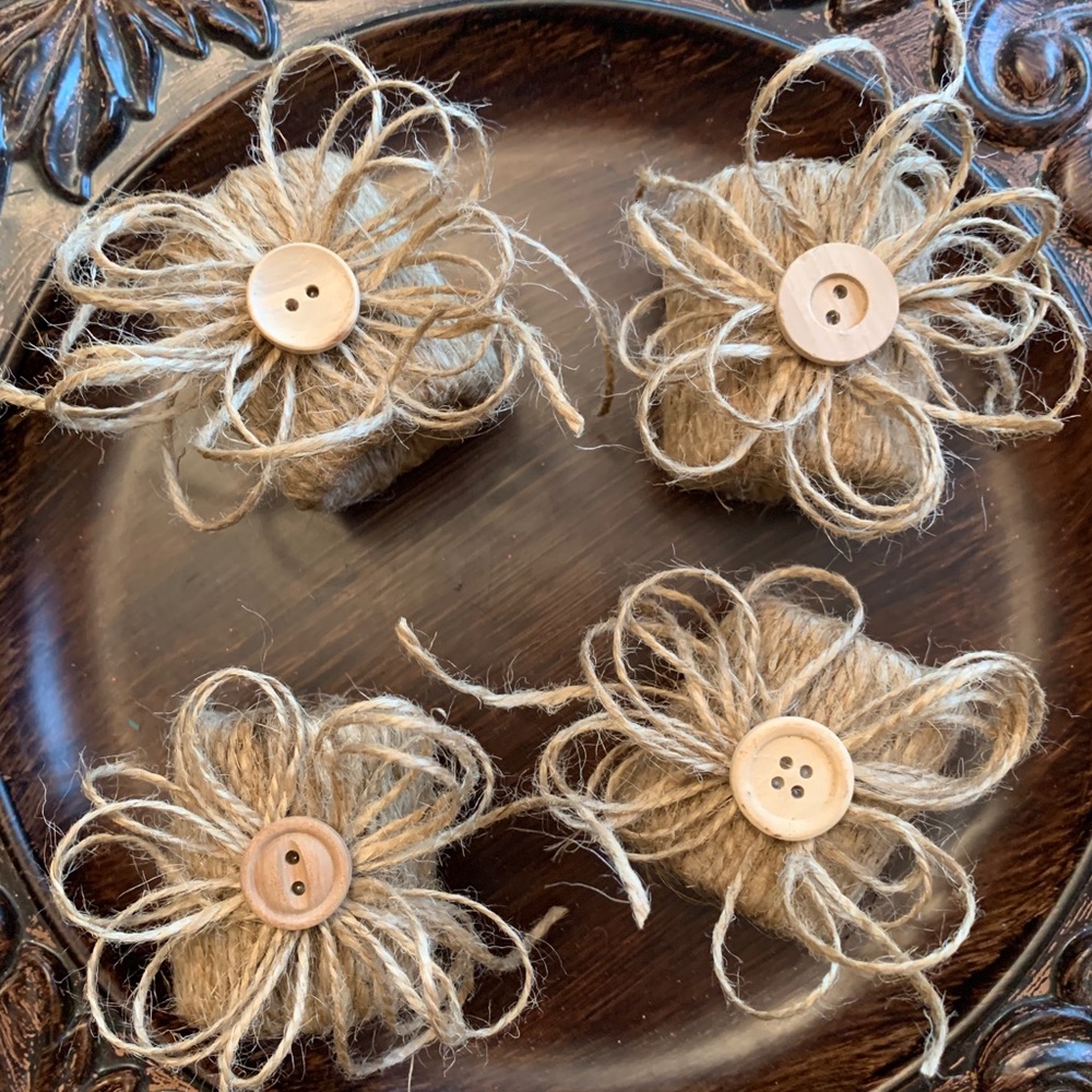 New Fall Napkin Rings, Handmade Jute Wrapped Set of 4